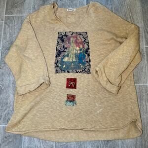 VTG Lee Andersen Wearable Art Sweater l 1990s Tapestry Applique I Oversized XXL